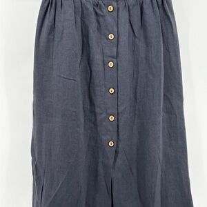 Old Linen Mill Womens Blue Long Buttoned Blue Jean Skirt Size M/L